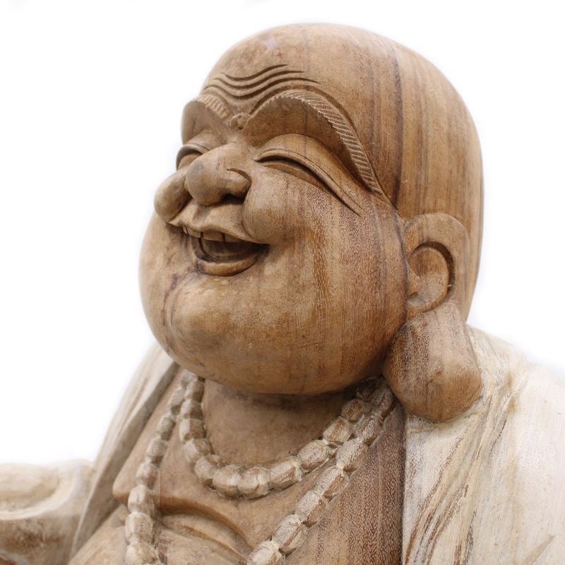 Ručno Izrezbarena Buddha Statua - 50 cm Sretan - Isprano Bijela