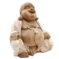 Ručno Izrezbarena Buddha Statua - 50 cm Sretan - Isprano Bijela