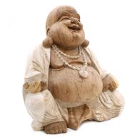 Ručno Izrezbarena Buddha Statua - 50 cm Sretan - Isprano Bijela