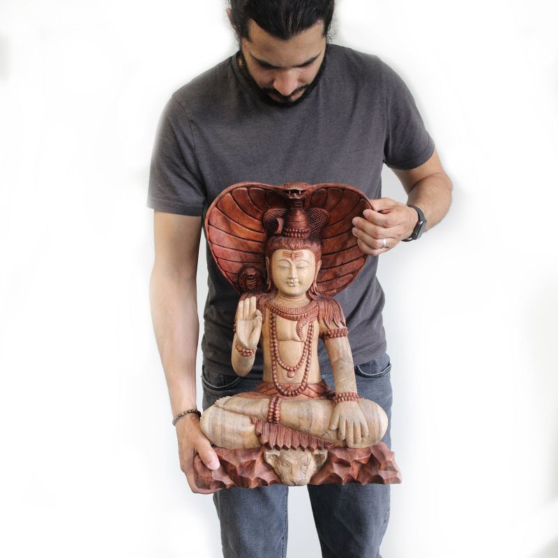 Ručno Izrezbarena Statua - Shiva s Kobrom 50cm