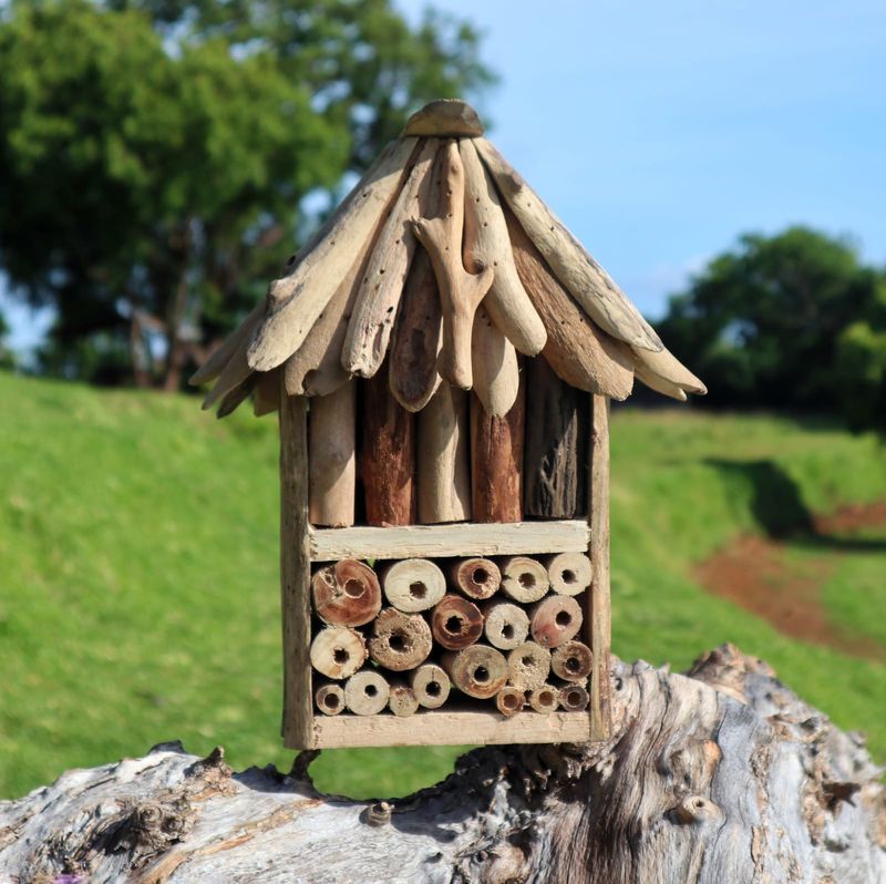 Dvostruka Kućica za Pčele i Insekte od Naplavljenog Drva
