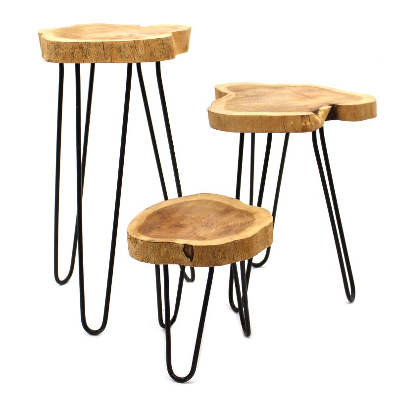 Set od 3 Drvena Stalka za Biljke Gamell- Prirodna
