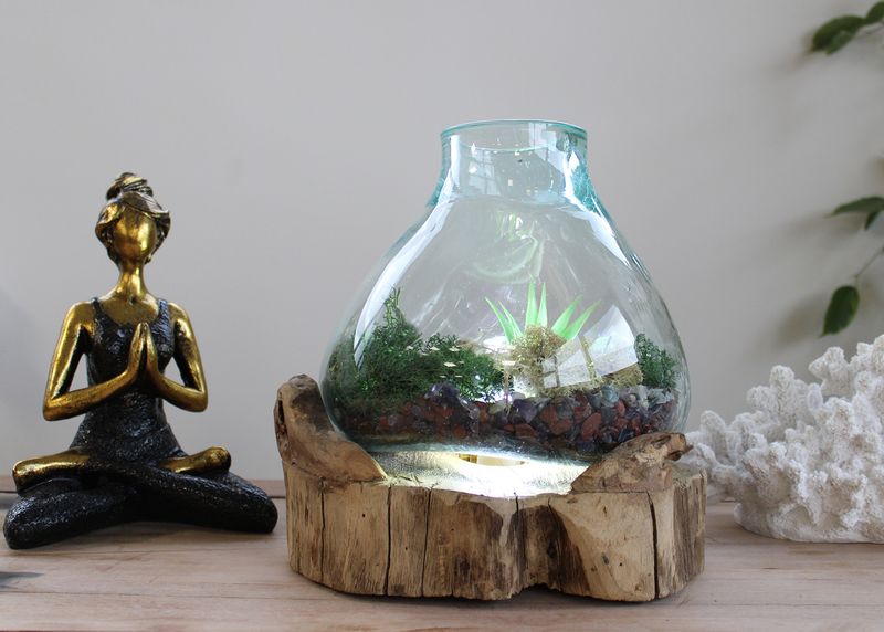 Molten Glass Large Fish Tank 3,7 litara (s komorom za osvjetljenje) - 30 cm (UK utikač)