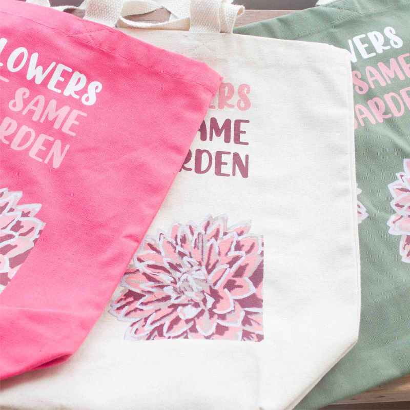 Pamučna Torba s Printom - We are Flowers - Maslinasta, Plava i Prirodna