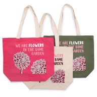 Pamučna Torba s Printom - We are Flowers - Maslinasta, Plava i Prirodna