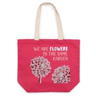 Pamučna Torba s Printom - We are Flowers - Maslinasta, Plava i Prirodna