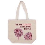 Pamučna Torba s Printom - We are Flowers - Maslinasta, Plava i Prirodna