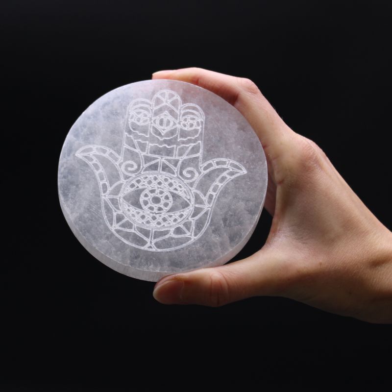 Srednja Selenitna Ploča 10cm - Hamsa