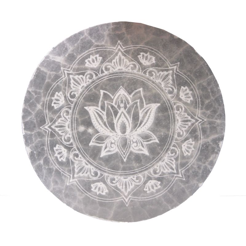Srednja Selenitna Ploča 10cm - Lotus Mandala