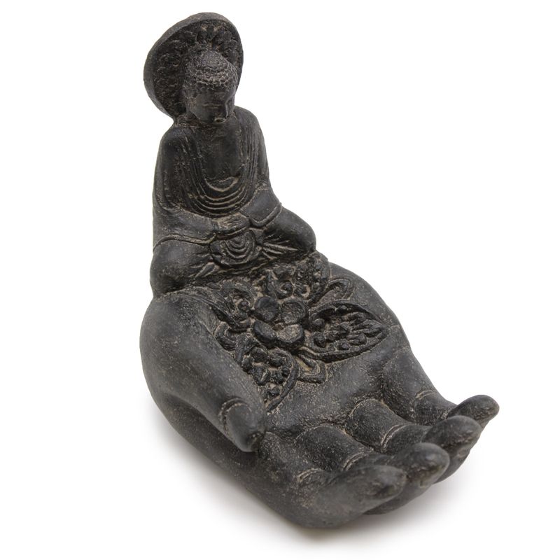 Crni Držač za Mirisne Štapiće - Buddha i Ruka