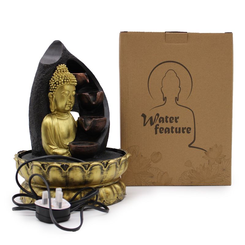 Stolna Fontana - Zlatni Buddha i Zdjelice 30cm