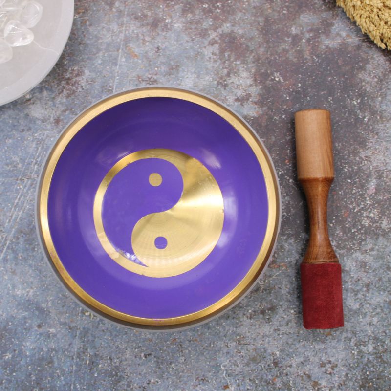 Velika Set Zvučna Zdjela Yin & Yang - Bijela/Ljubičasta 14cm