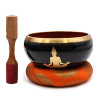 Velika Zvučna Zdjela Buddha u Setu - Crna/Narančasta 14cm
