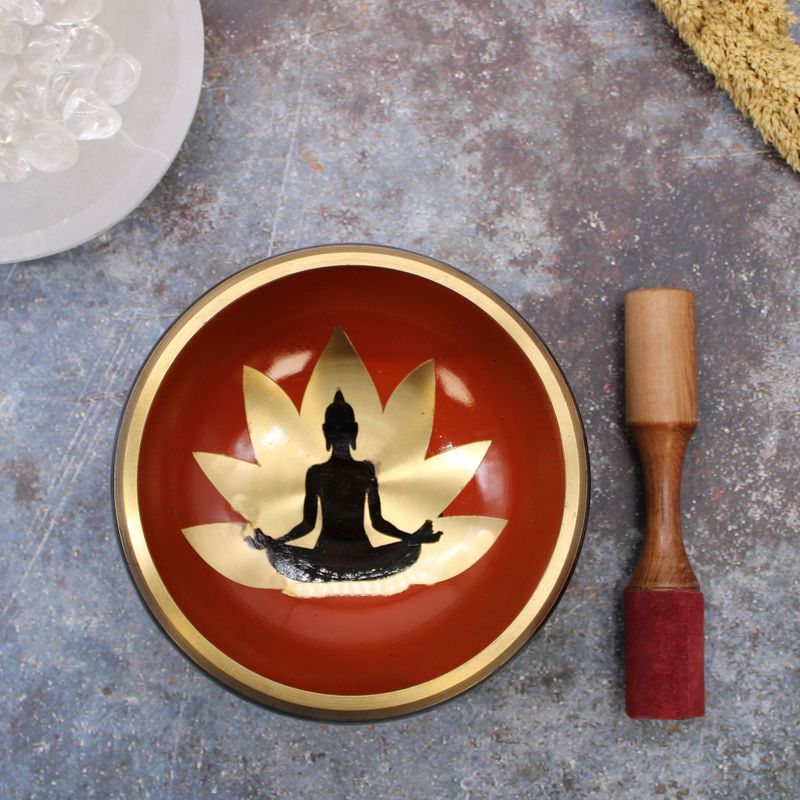 Velika Zvučna Zdjela Buddha u Setu - Crna/Narančasta 14cm