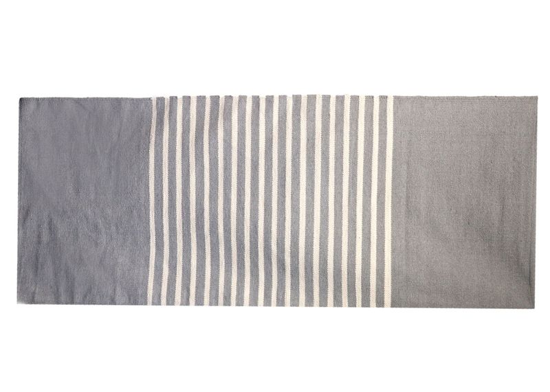 Indijski Pamučni Tepih - 70 x 170 cm - Siva