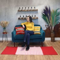 Indijski Pamučni Tepih - 70 x 170 cm - Crvena Ružičasta