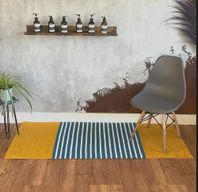 Indijski Pamučni Tepih - 70 x 170 cm - Žuta/Plava