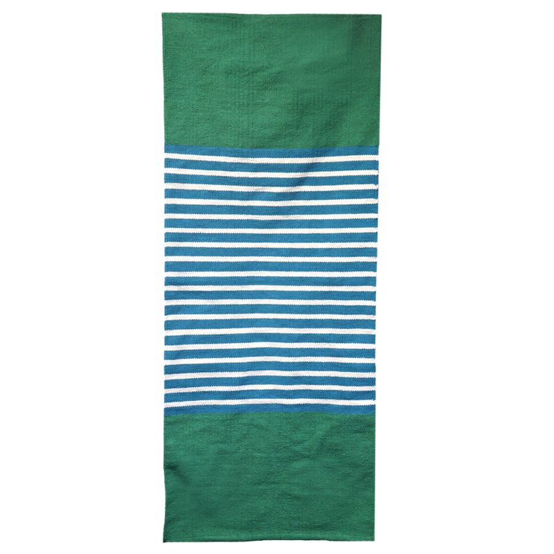 Indijski Pamučni Tepih - 70 x 170 cm - Plava/Zelena