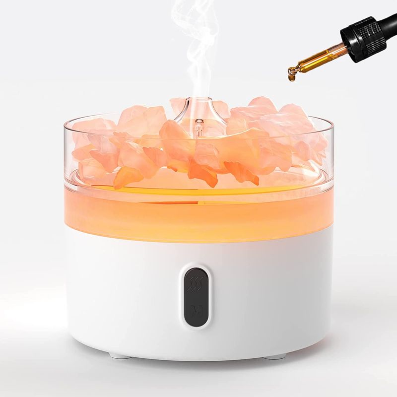 Aroma Difuzor Himalajska Sol - Noćno Svjetlo - USB-C - Efekt Plamena (Sol Uključena)