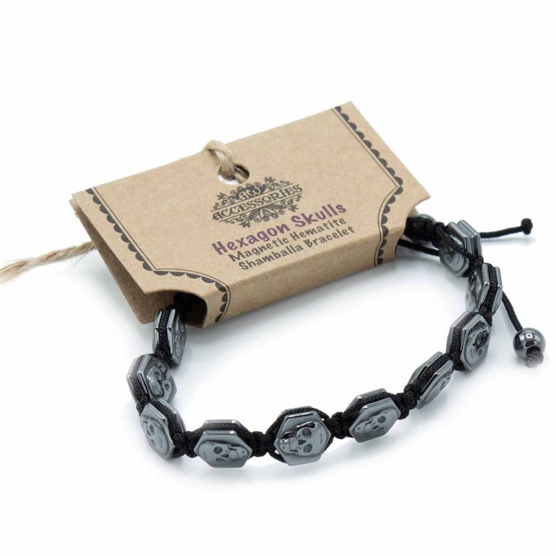 Magnetna Shamballa Narukvica od Hematita - Šesterokut i Lubanja