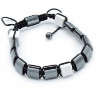 Magnetna Shamballa Narukvica od Hematita - Bijeli Jaspis - Kockice
