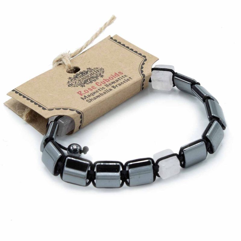 Magnetna Shamballa Narukvica od Hematita - Rozenkvarc - Kockice