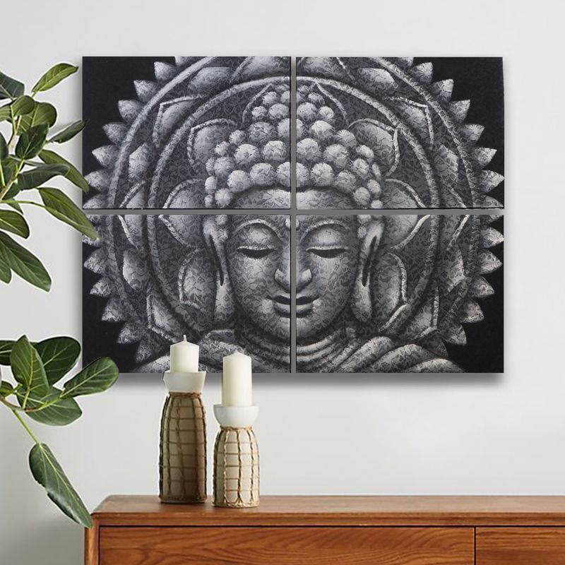 Slika Buda Mandala Brokatni Detalj - Siva - 30x40cm x 4