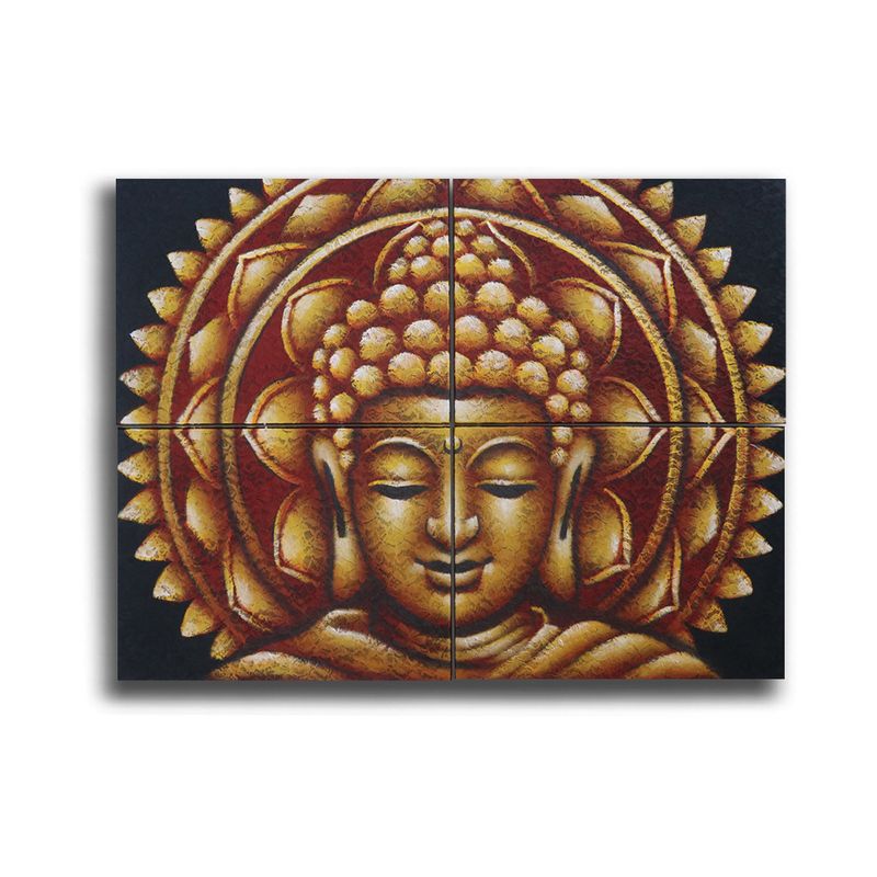 Slika Buda Mandala Brokatni Detalj - Zlatna - 30x40cm x 4