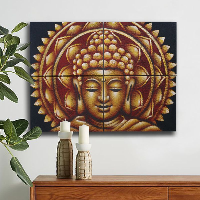Slika Buda Mandala Brokatni Detalj - Zlatna - 30x40cm x 4