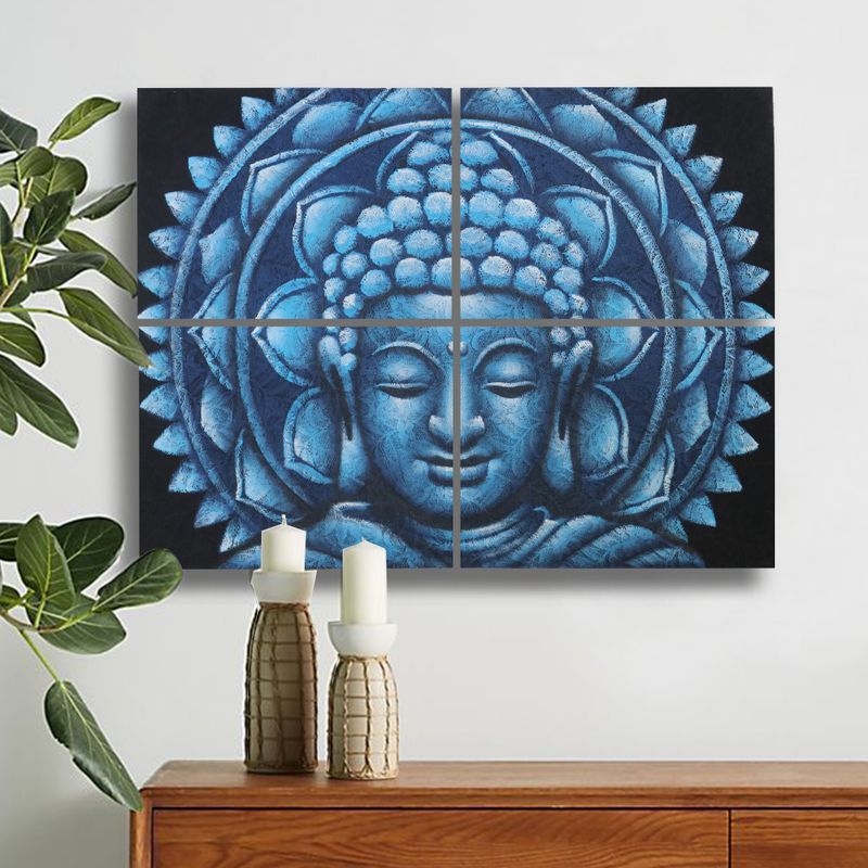 Slika Buda Mandala Brokatni Detalj - Plava - 30x40cm x 4