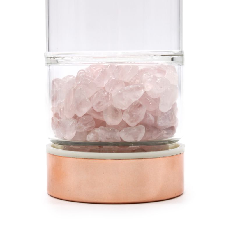 Staklena boca za čaj s infuzerom – Rose Gold – Rozenkvarc
