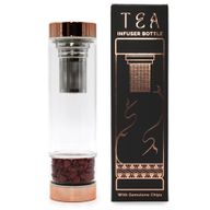 Staklena boca za čaj s infuzerom – Rose Gold – Crveni jaspis