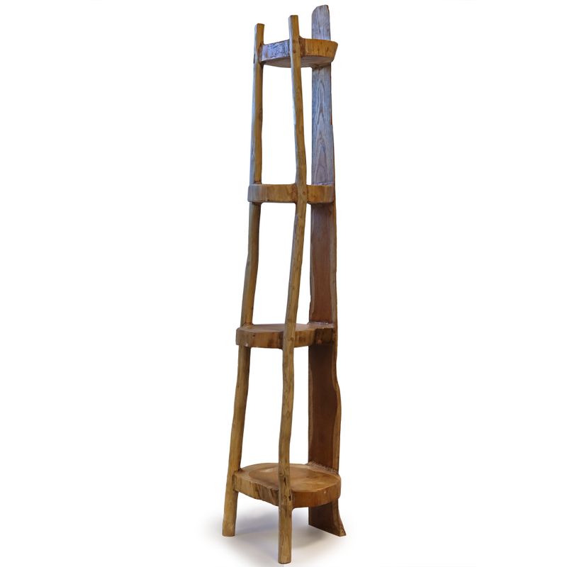 Stalak od Prirodne Tikovine s 4 Police - 135cm
