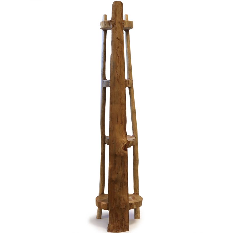 Stalak od Prirodne Tikovine s 4 Police - 135cm