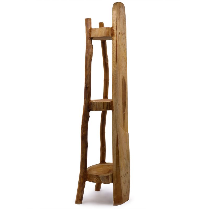 Stalak od Prirodne Tikovine s 3 Police - 90cm