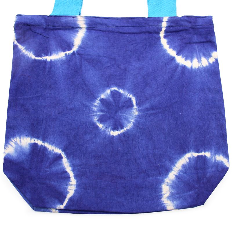 Torba Tye-Dye od Pirodnog Pamuka (8oz) - 38x42x12cm - Plavi Krugovi - Plava Ručka