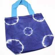 Torba Tye-Dye od Pirodnog Pamuka (8oz) - 38x42x12cm - Plavi Krugovi - Plava Ručka