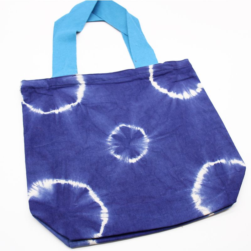 Torba Tye-Dye od Pirodnog Pamuka (8oz) - 38x42x12cm - Plavi Krugovi - Plava Ručka
