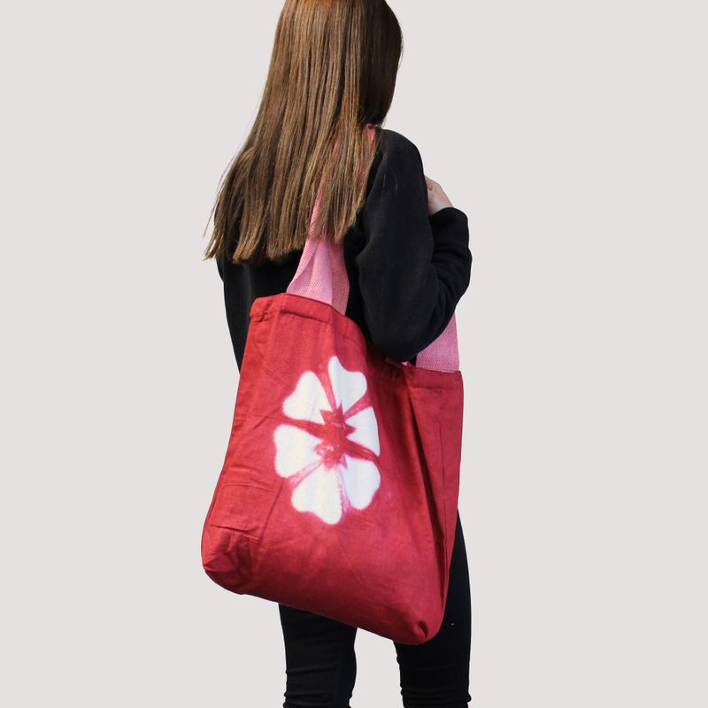 Torba Tye-Dye od Pirodnog Pamuka (8oz) - 38x42x12cm - Plavi Krugovi - Plava Ručka