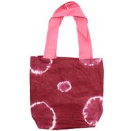 Torba Tye-Dye od Pirodnog Pamuka (8oz) - 38x42x12cm - Bordo Krugovi - Roze Ručka