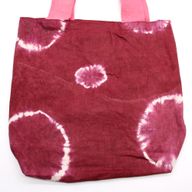Torba Tye-Dye od Pirodnog Pamuka (8oz) - 38x42x12cm - Bordo Krugovi - Roze Ručka