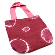 Torba Tye-Dye od Pirodnog Pamuka (8oz) - 38x42x12cm - Bordo Krugovi - Roze Ručka