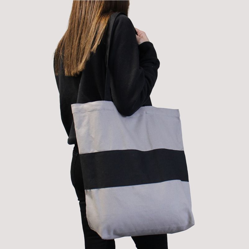 Dvobojna Pamučna Torba - 38x42x12cm - Siva i Crna - 10oz