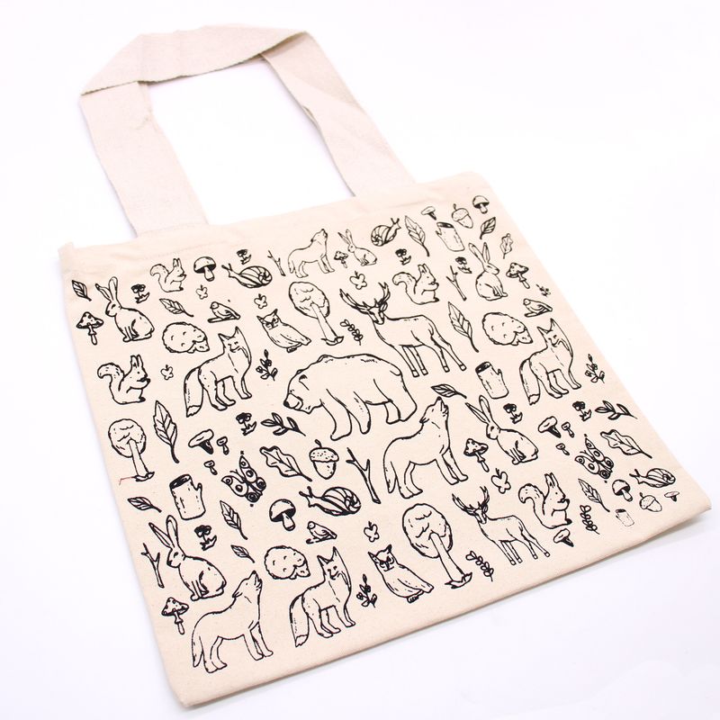 Velika Pamučna Torba - 38x42cm - Šumski Život - 10oz