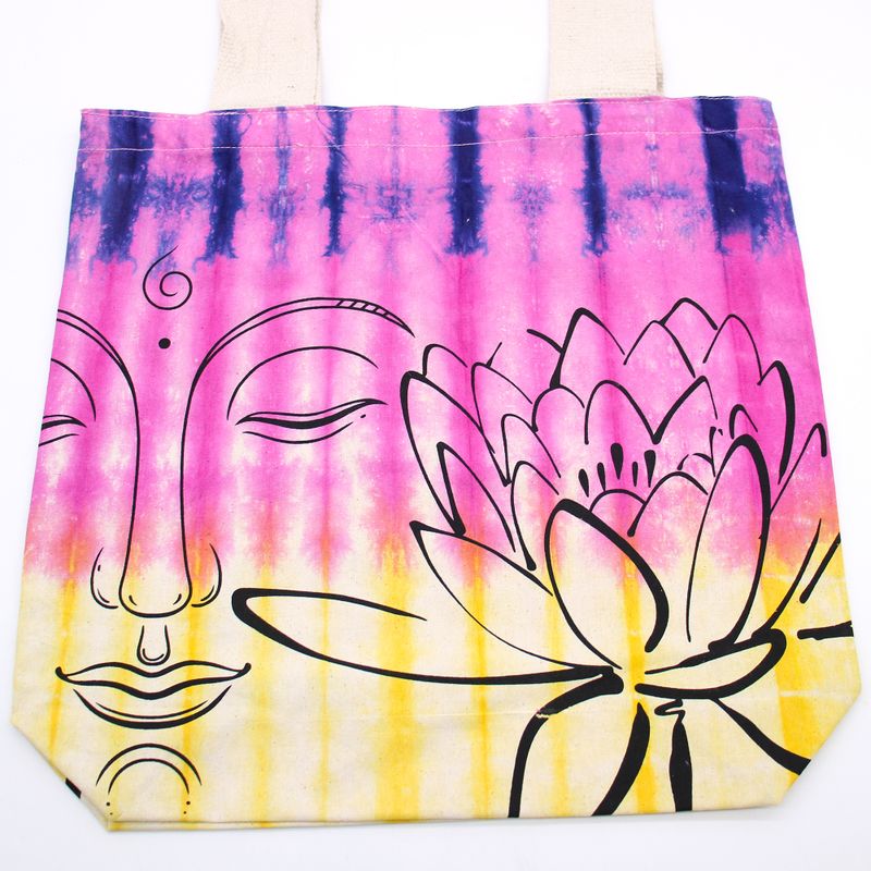 Torba - 38x42x12 cm - Lotus i Buda- Višebojna - Prirodne Naramenice