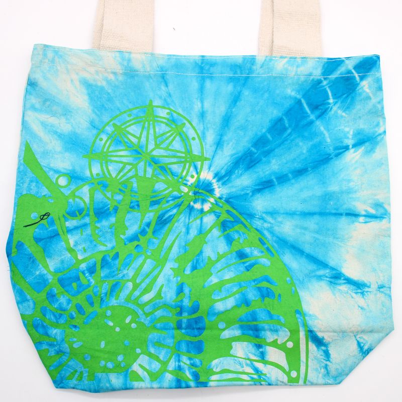 Torba - 38x42x12 cm - Školjka - Plava/Zelena - Zelene Naramenice