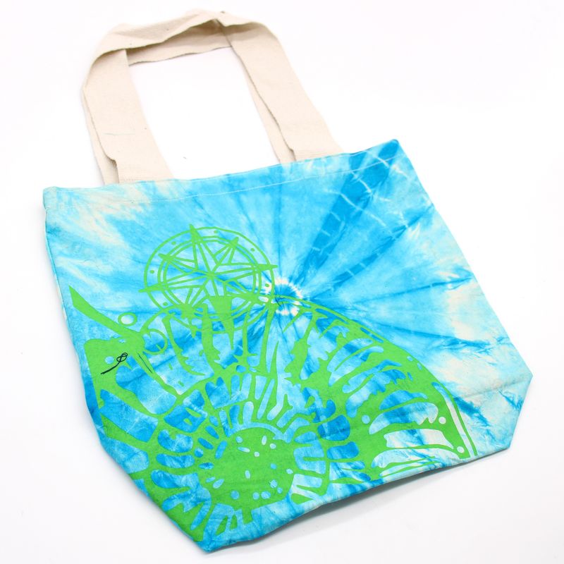Torba - 38x42x12 cm - Školjka - Plava/Zelena - Zelene Naramenice