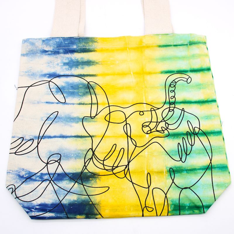 Torba - 38x42x12 cm - Slonovi - Višebojna - Prirodne Naramenice