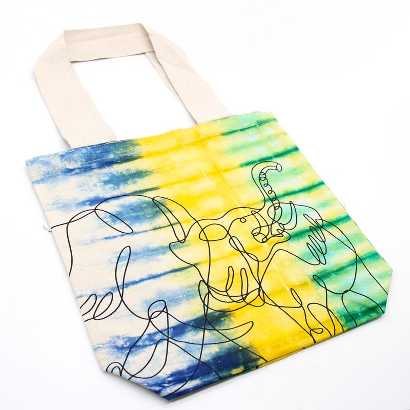Torba - 38x42x12 cm - Slonovi - Višebojna - Prirodne Naramenice