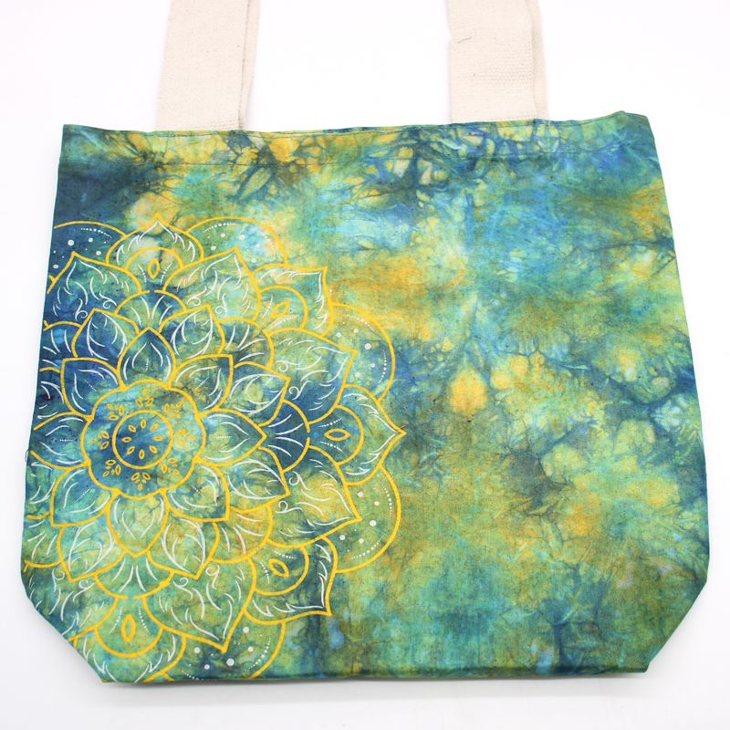Torba - 38x42x12 cm - Mandala - Zelena/Plava - Prirodne Naramenice
